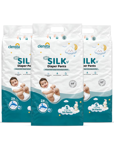 IIT SILK Diaper Pants for 5 to 8 kg Babies | Small | Pack of 3 (108 Pants)