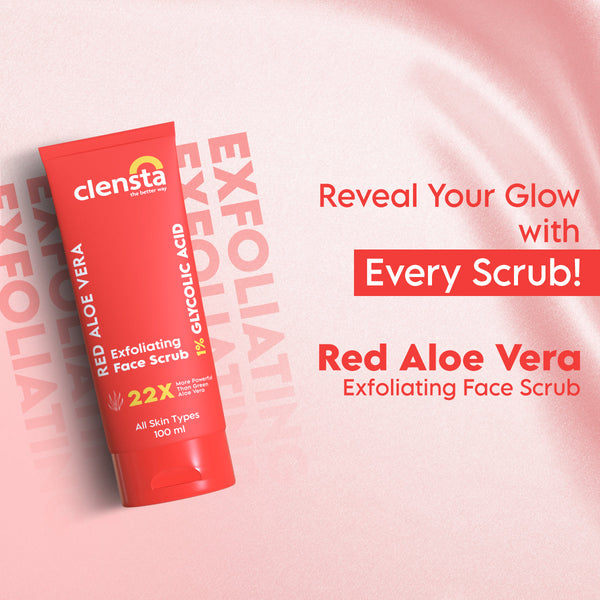 Red Aloe Vera Exfoliating Face Scrub With 1% Glycolic Acid
