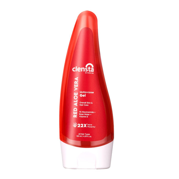 Clensta Red Aloe Vera Multipurpose Gel With 1% Niacinamide, Rose Water & Vitamin E, 8th image with white background