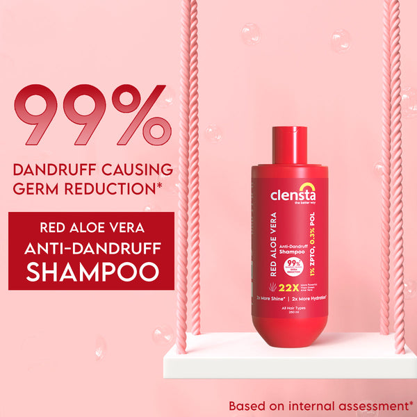 Clensta Red Aloe Vera Anti-Dandruff Shampoo With Zpto & Red Aloe Vera