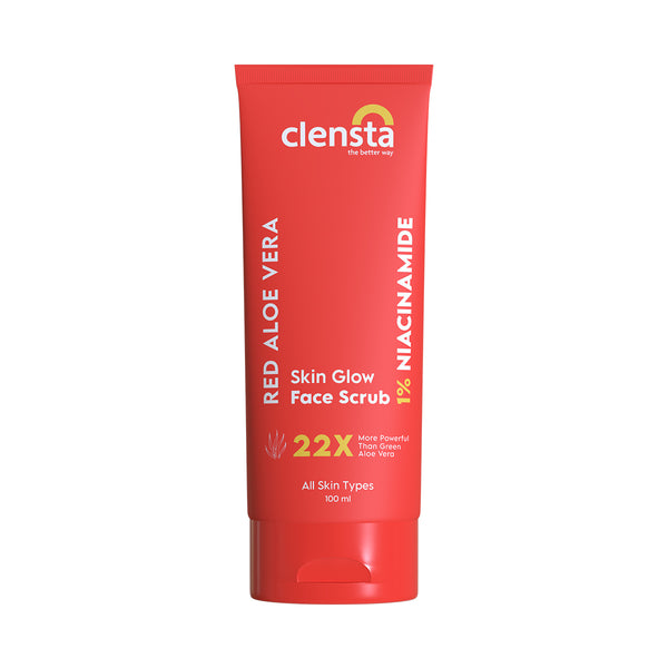 Clensta Red Aloe Vera Skin Glow Face Scrub With 1% Niacinamide, 6th image with white background