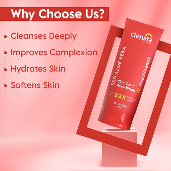Red Aloe Vera Skin Glow Face Wash With 1% Niacinamide