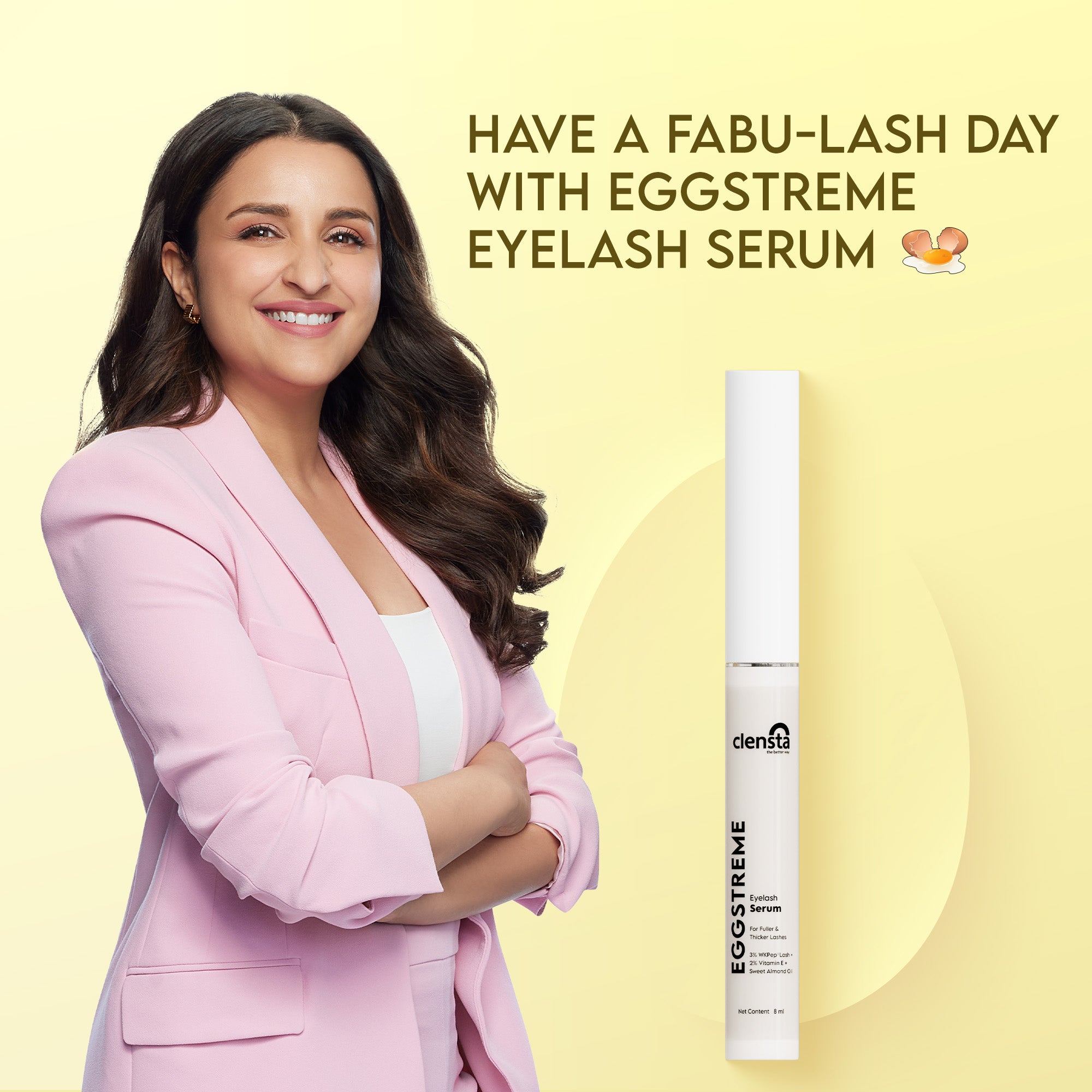 Eggstreme Eyelash Serum 8ml With 3% WKPep Lash, 2% Vitamin E, Sweet Almond Oil & Egg Protein Extract for Fuller & Thicker Lashes