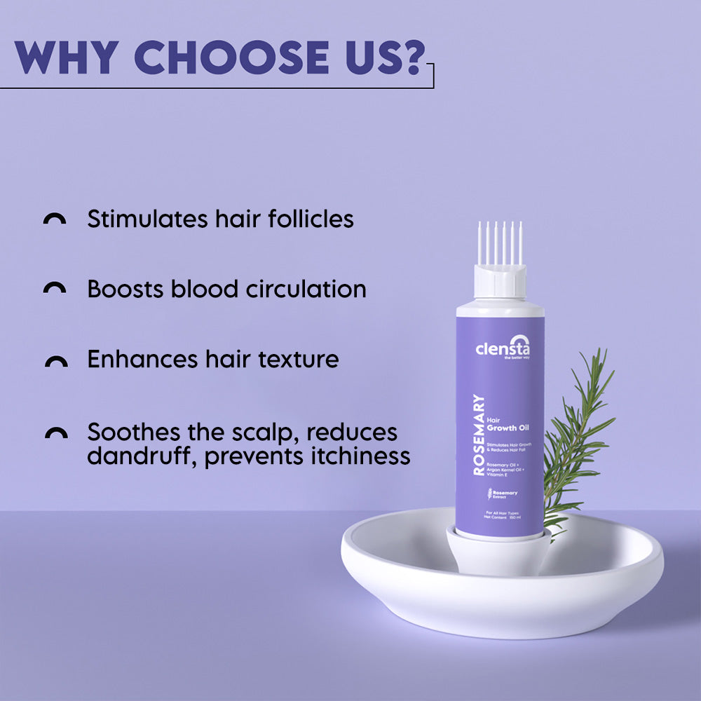 Rosemary Hair Growth Oil With Vitamin E, Argan Kernel Oil & Rosemary Extract For Strong & Healthy Hair