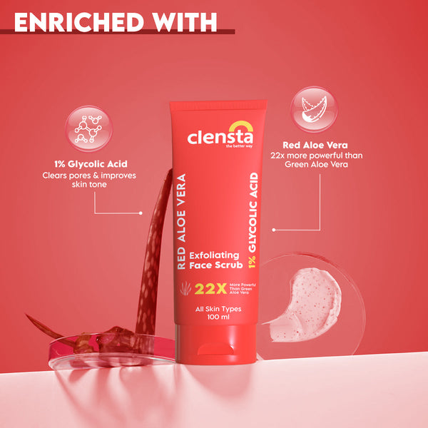 Red Aloe Vera Exfoliating Face Scrub With 1% Glycolic Acid