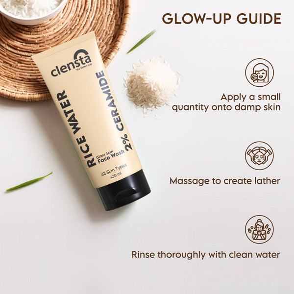 Clensta Rice Water Face Wash & Serum with 2% Ceramide