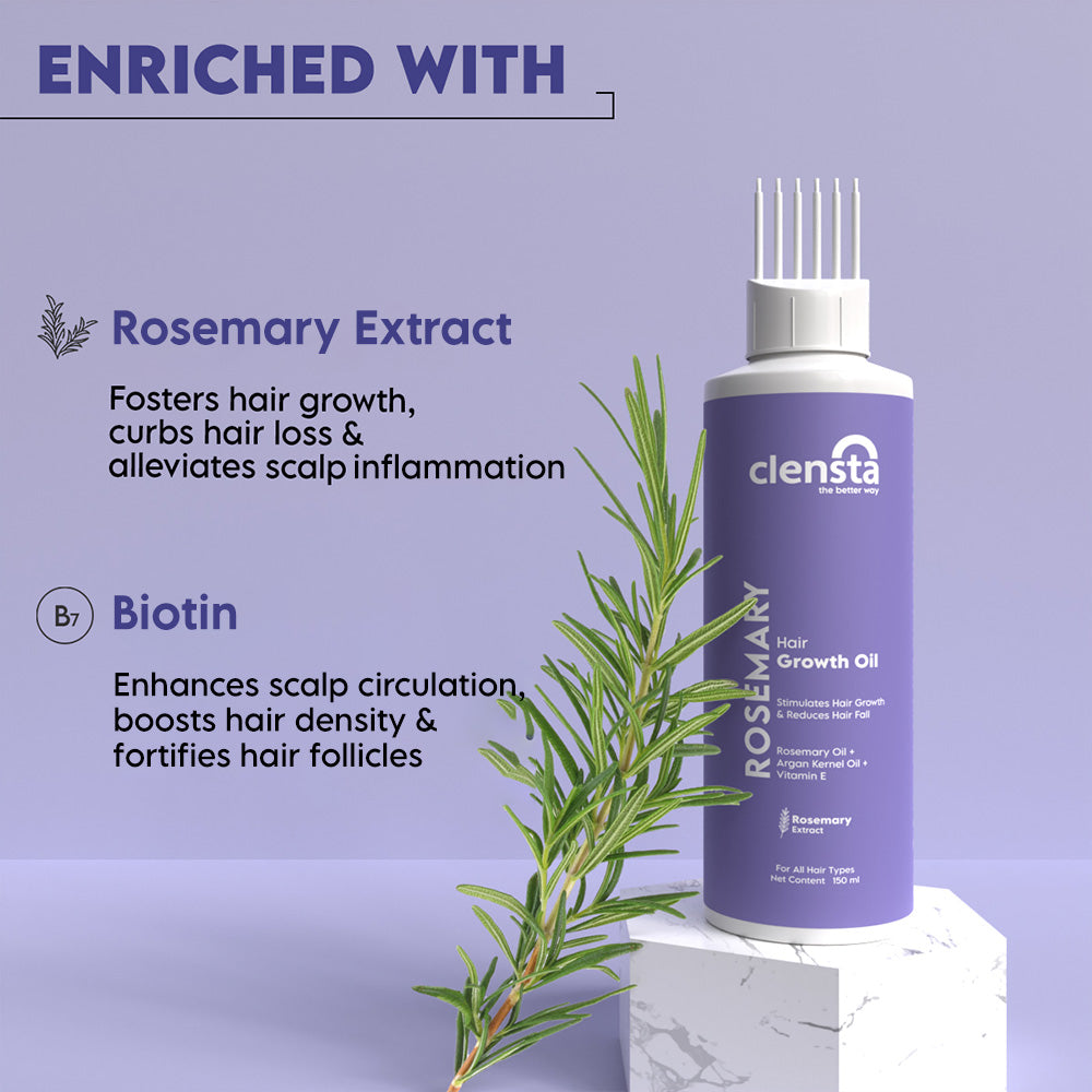 Rosemary Hair Growth Oil With Vitamin E, Argan Kernel Oil & Rosemary Extract For Strong & Healthy Hair