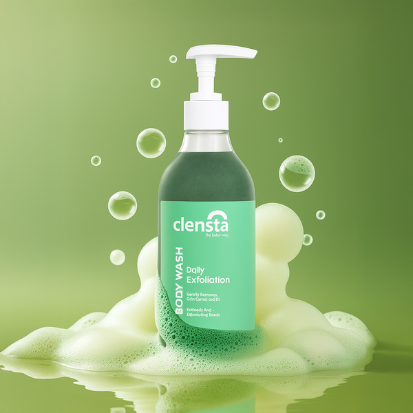 Clensta Daily Exfoliation Body Wash With 2% Lactic Acid & Exfoliating Beads front image.