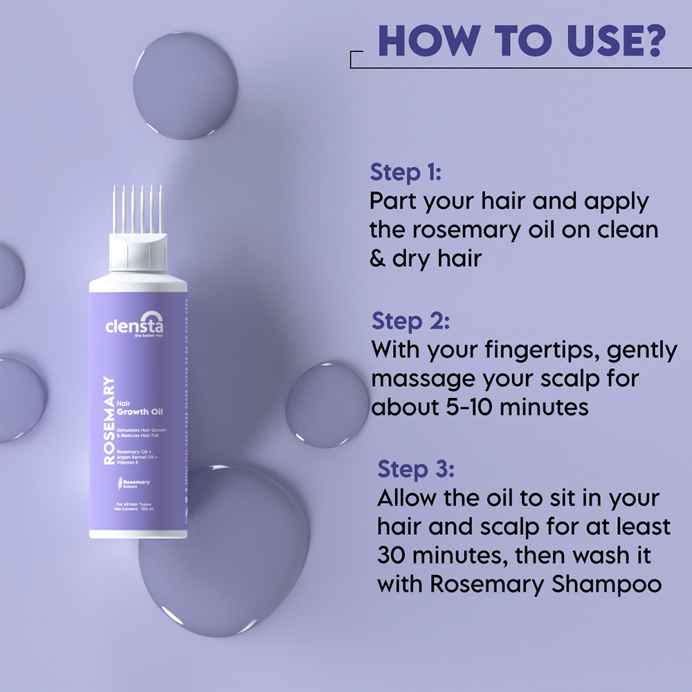 Rosemary Hair Growth Oil With Vitamin E, Argan Kernel Oil & Rosemary Extract For Strong & Healthy Hair