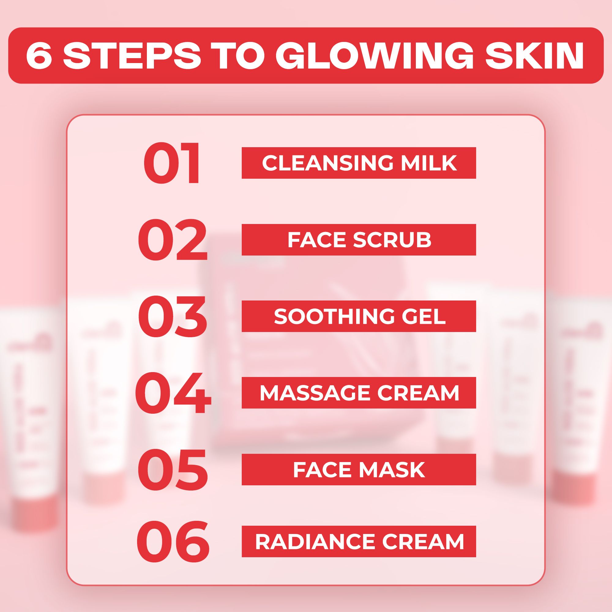 Skin Glow Facial Kit With Red Aloe Vera, Vitamin C, Glutathione & Niacinamide For Glowing Skin