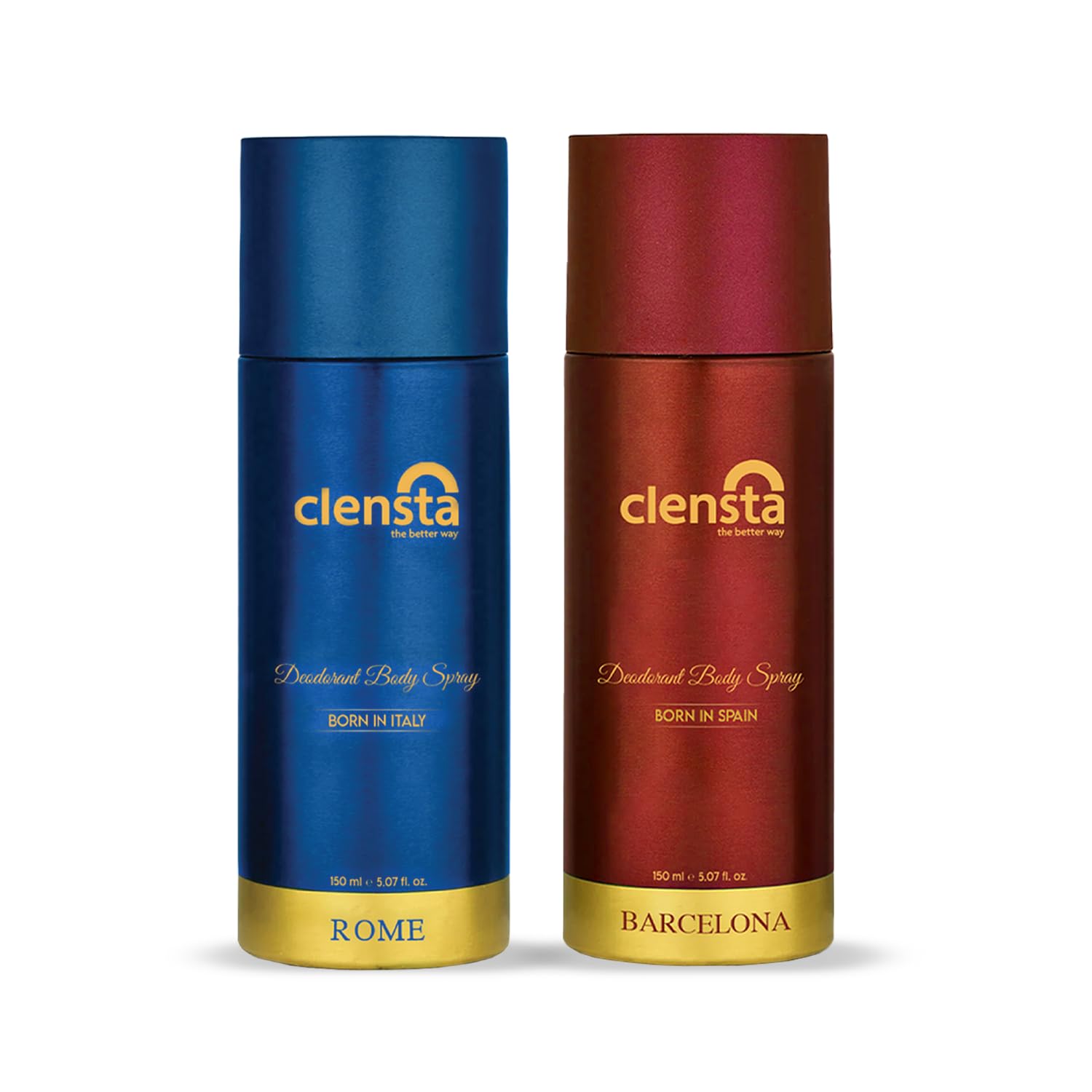 Clensta Deodorant for Men Combo Pack of 2 Body Spray 150ml x 2 | Long Lasting | Gift for Men Boyfriend Husband (Rome, Barcelona)