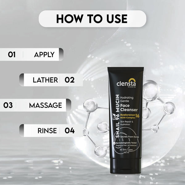 Clensta Snail 96 Mucin Hydrating Gentle Face Cleanser 5th image of how to use.
