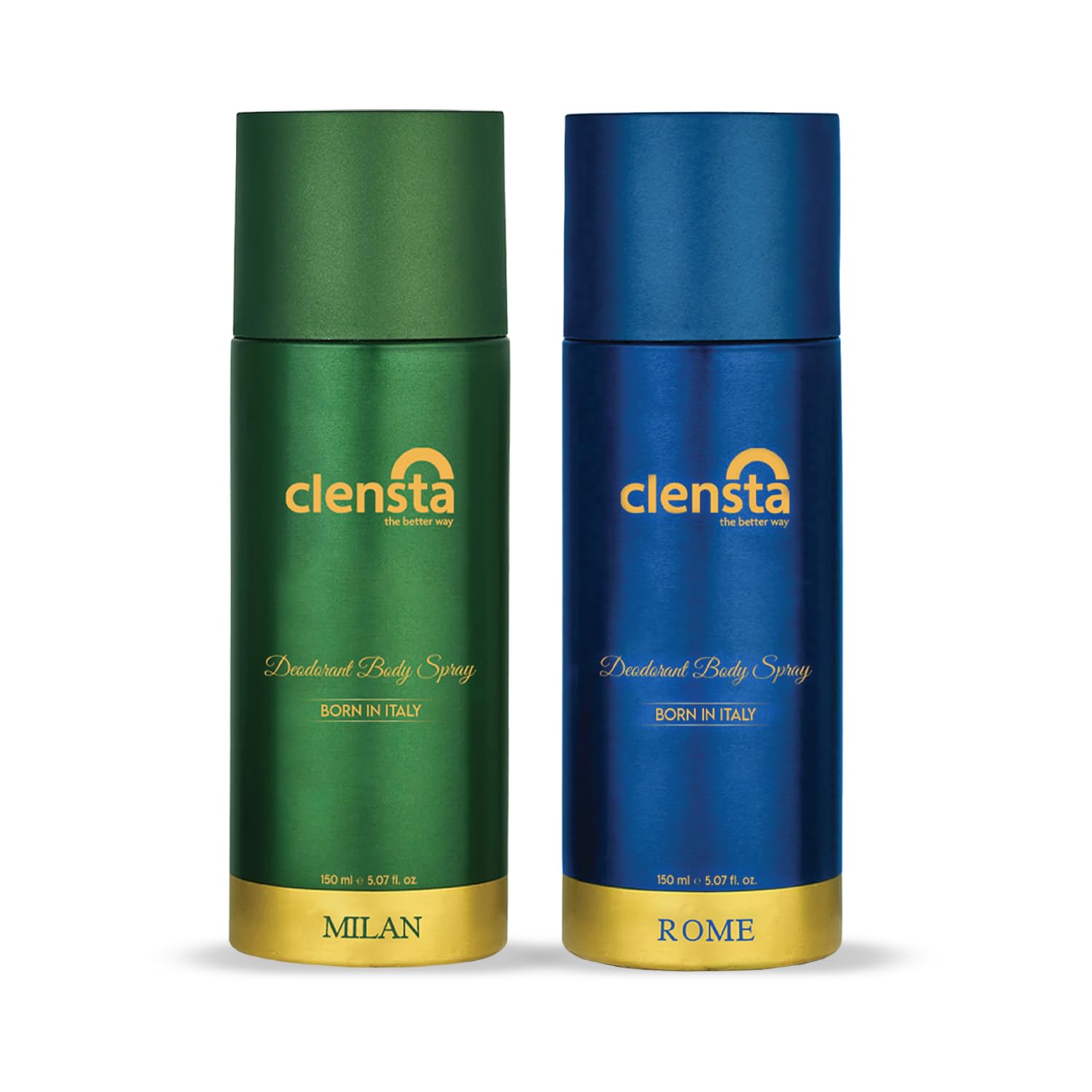 Clensta Deodorant for Men Combo Pack of 2 Body Spray 150ml x 2 | Long Lasting | Gift for Men Boyfriend Husband (Milan, Rome)