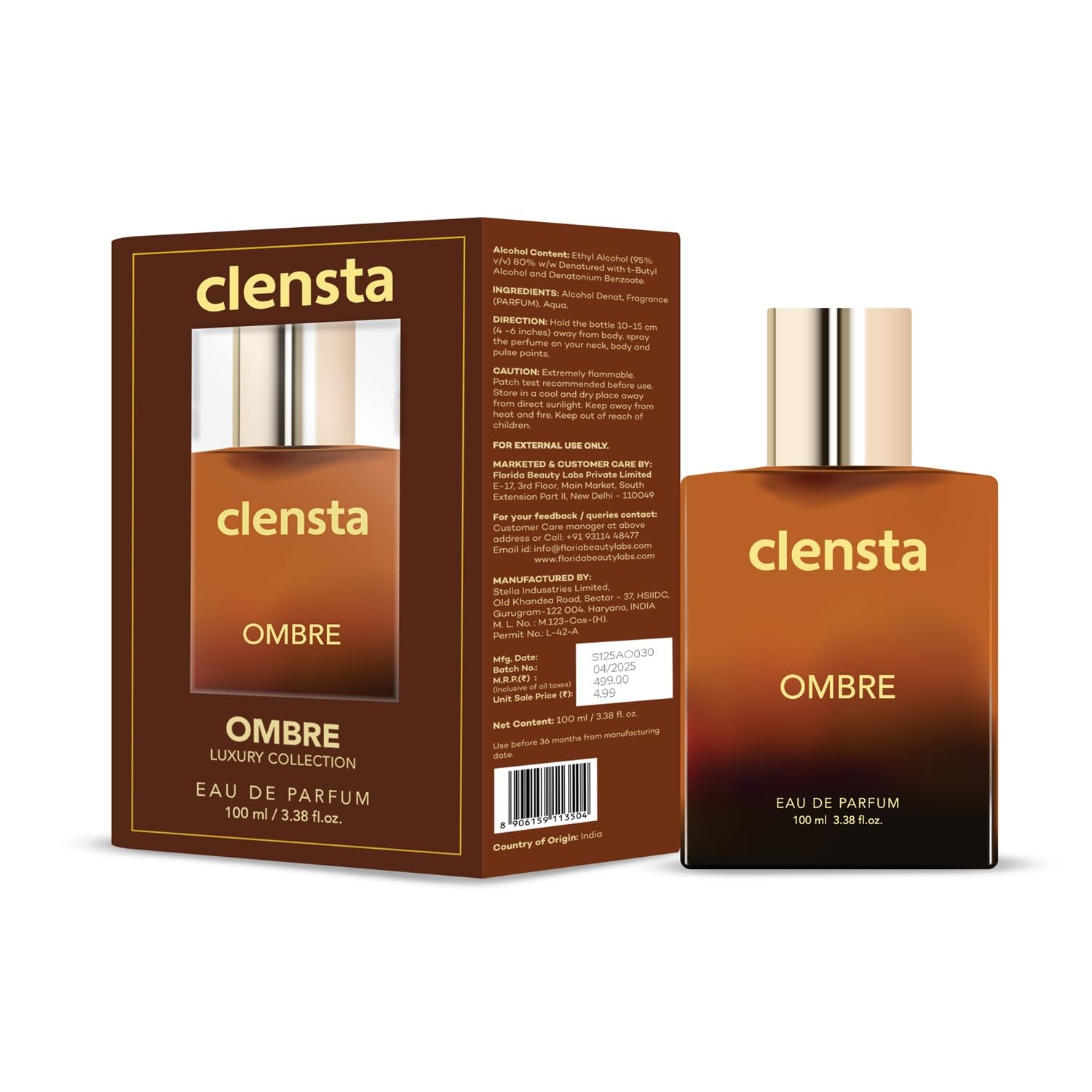 Clensta Ombree Perfume | Inspired by Leathery Oud accords of Louis Vuitton Ombre Nomade | For Men | 100ml