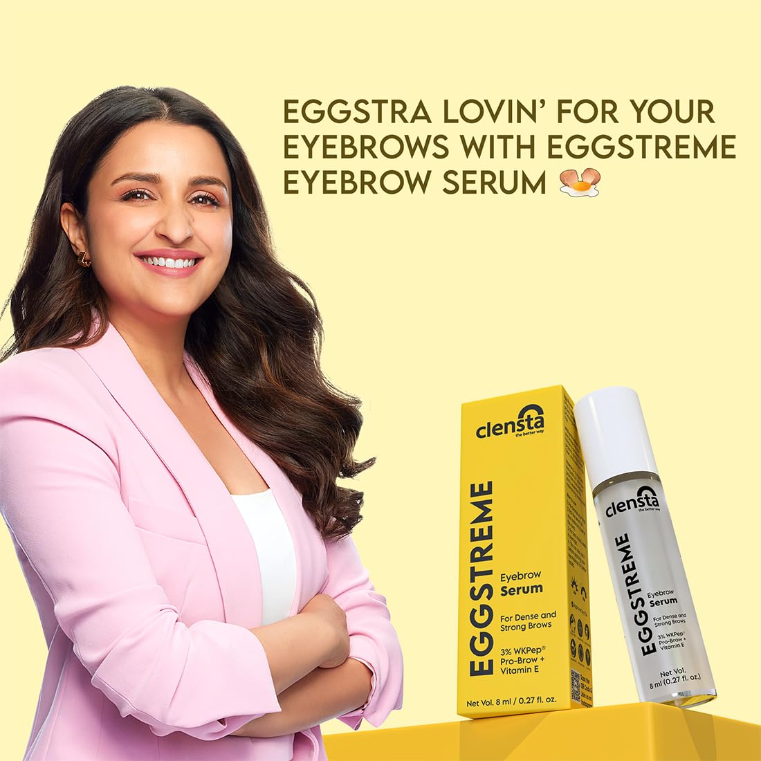 Clensta Eggstreme Eyebrow Growth Serum Roll on For Enhancer Thick Eyebrows With Egg Protein, Vitamin E, and Almond Oil for Women , Sulphate & Paraben Free 8 ml