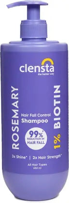 Clensta Rosemary Hair Fall Control Shampoo with Rosemary & Biotin for Reducing Hair Loss (650 ml)