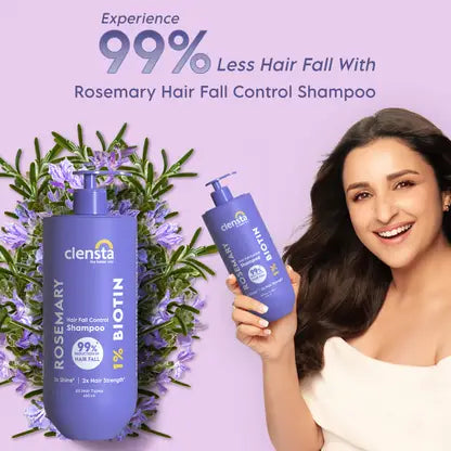 Clensta Rosemary Hair Fall Control Shampoo with Rosemary & Biotin for Reducing Hair Loss (650 ml)