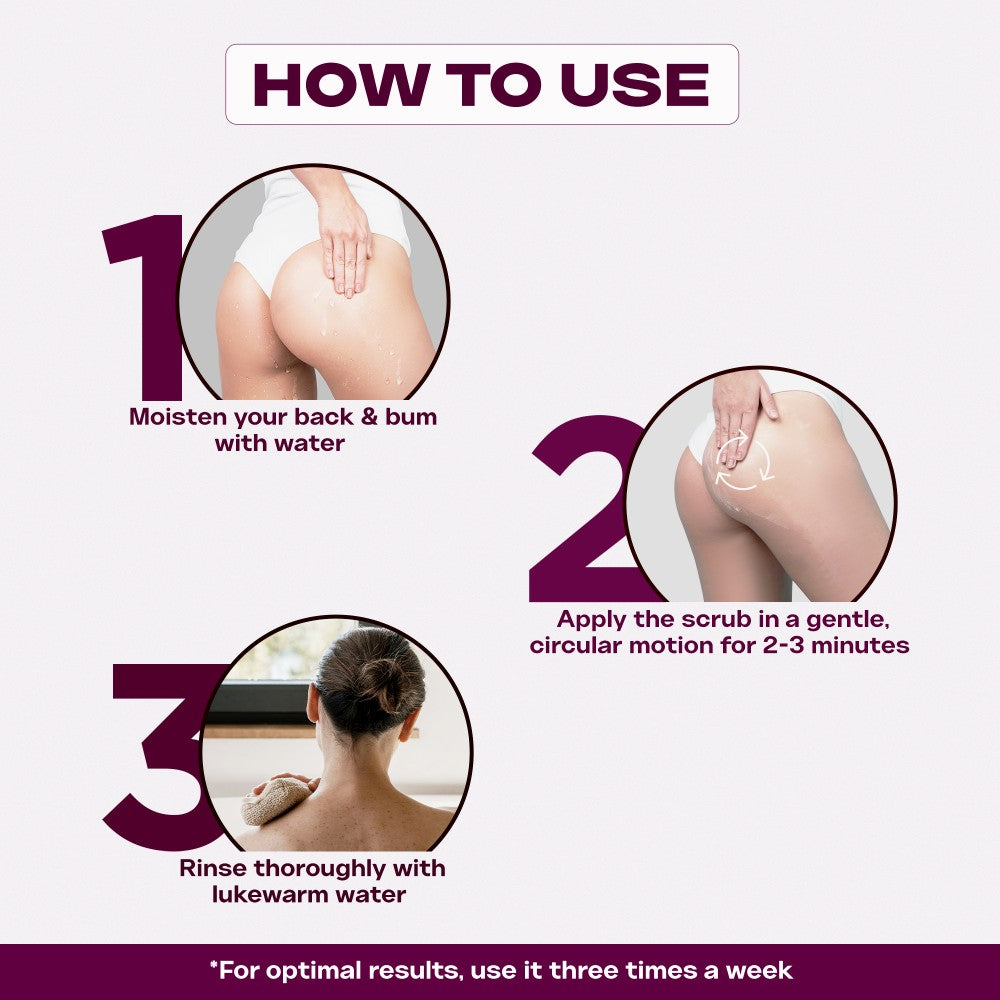 D' Good Side Back and Bum Scrub With 2% Lactic Acid, Guarana Extract & Walnut Shell For Smooth & Radiant Skin