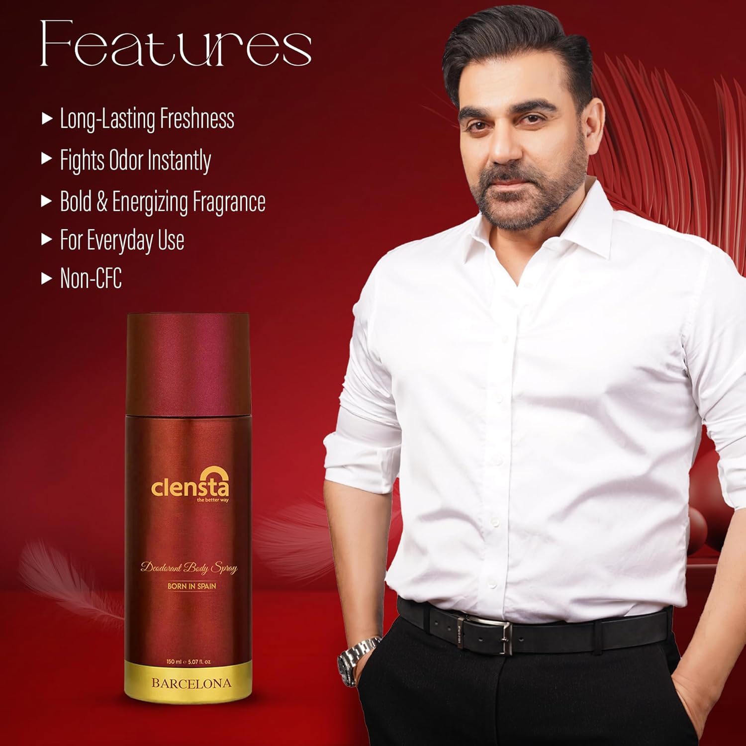 Clensta Deodorant for Men Combo Pack of 2 Body Spray 150ml x 2 | Long Lasting | Gift for Men Boyfriend Husband (Rome, Barcelona)