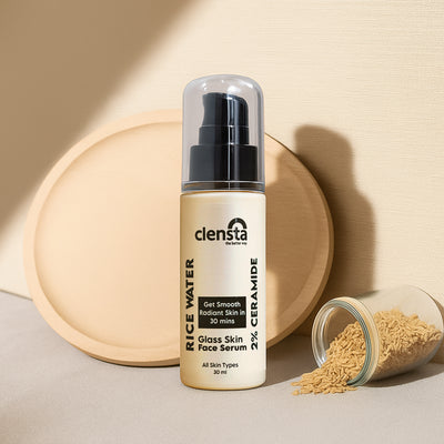 Clensta Rice Water Face Serum with 2% Ceramide front image.