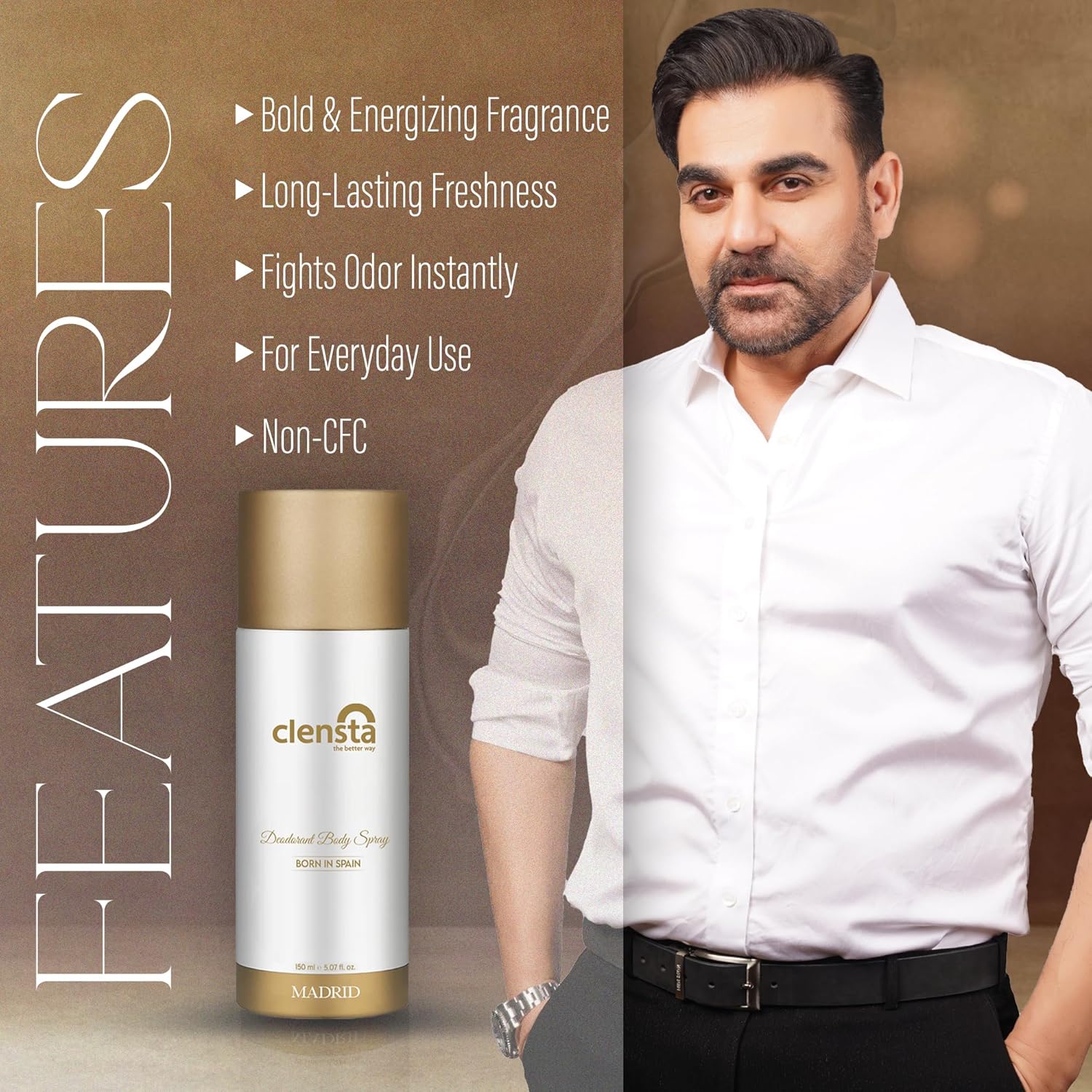 Clensta Deodorant for Men Combo Pack of 2 Body Spray 150ml x 2 | Long Lasting | Gift for Men Boyfriend Husband (Milan, Madrid)
