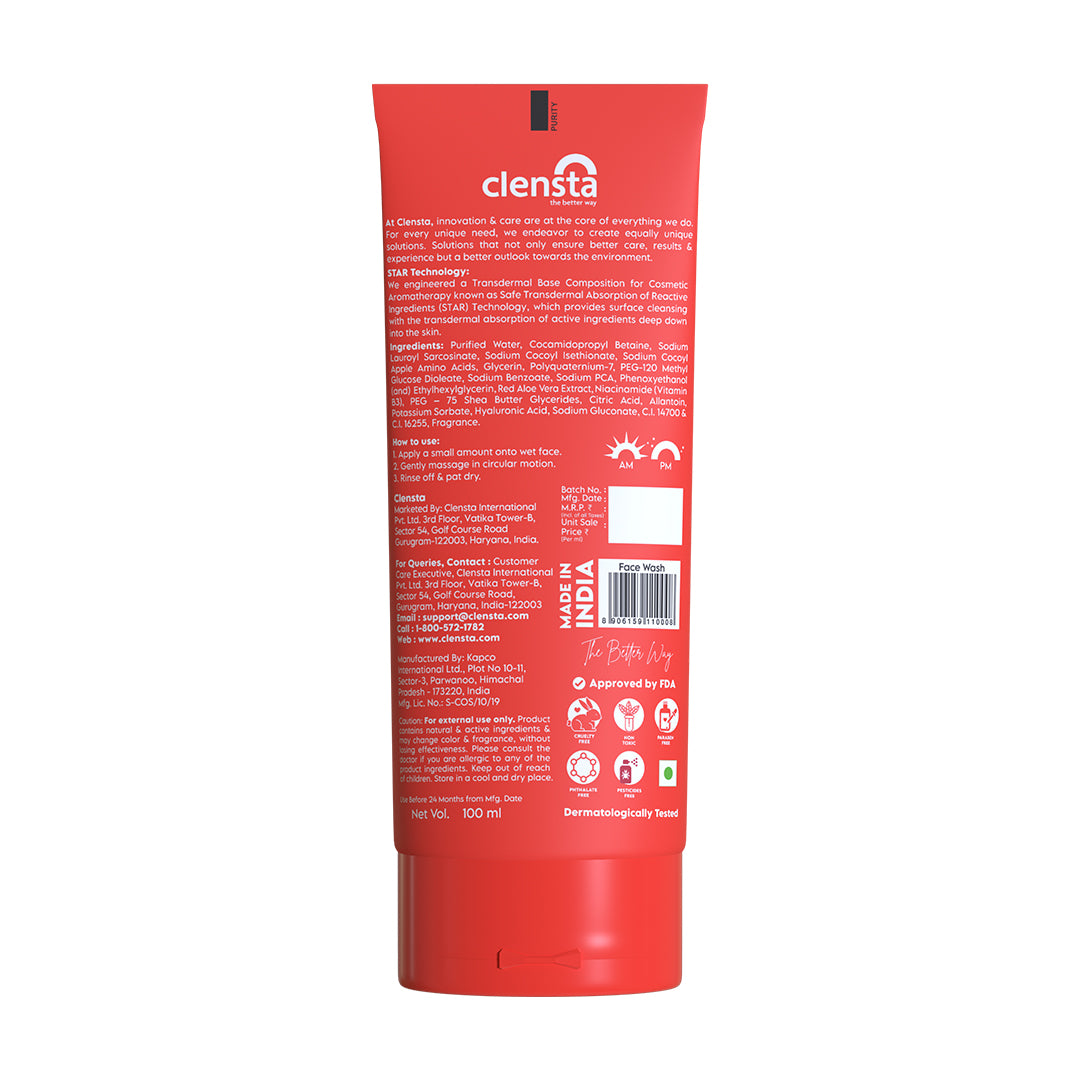Red Aloe Vera Moisturizing Face Wash With 1% Hyaluronic Acid For Cleansing, Moisturizing & Hydrating