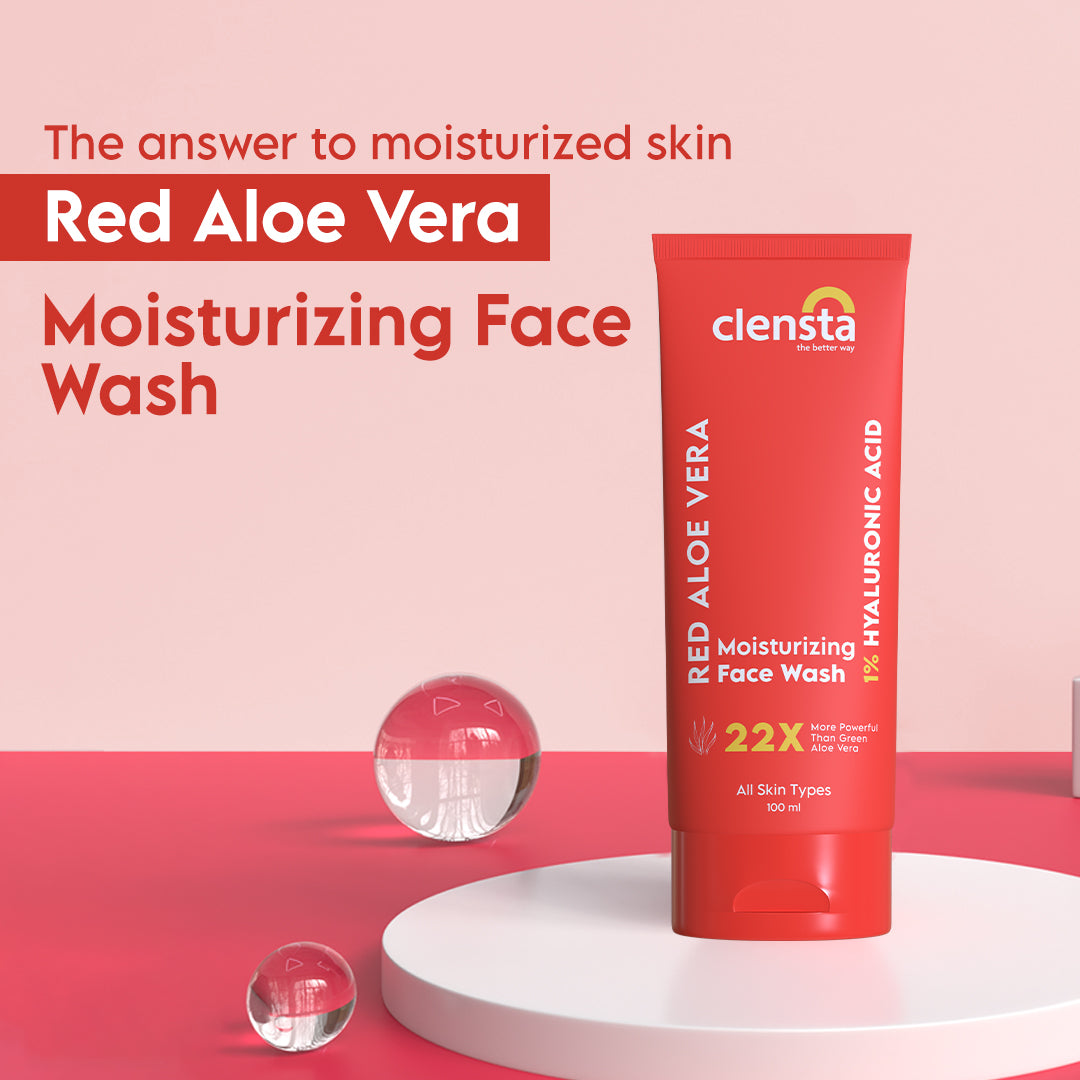 Red Aloe Vera Moisturizing Face Wash With 1% Hyaluronic Acid For Cleansing, Moisturizing & Hydrating