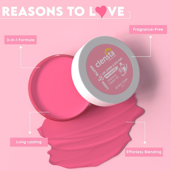 Lush & Blush Lip, Cheek & Eye Tint Pink Forever 03 With Vitamin E & Castor Oil