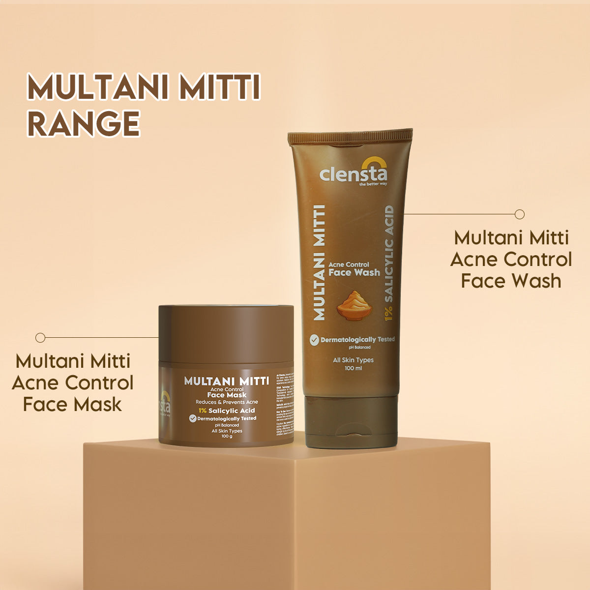 Multani Mitti Acne Control Face Mask With 1% Salicylic Acid For Hydrated Skin