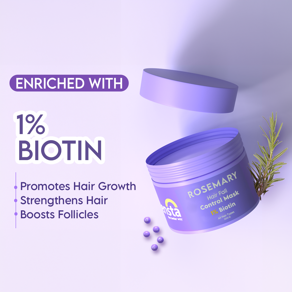Rosemary Hair Fall Control Mask With 1% Biotin for Healthier Hair