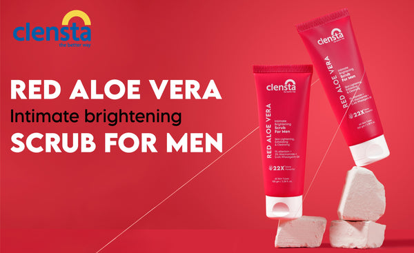 Clensta Intimate Brightening Scrub For Men With 1% Allantoin, 2% Niacinamide & 0.4% Wheatgerm Oil A+ frist web banner.