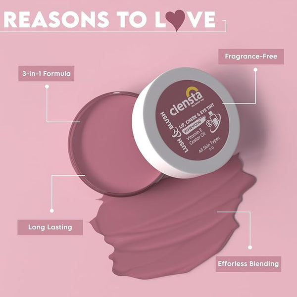 Lush & Blush Lip, Cheek & Eye Tint Rosewood 04 With Vitamin E & Castor Oil