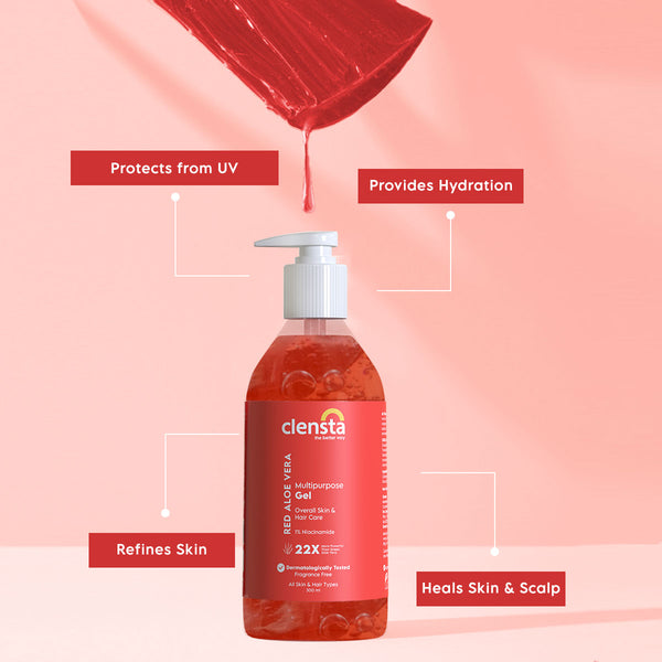 Red Aloe Vera Multipurpose Gel With 1% Niacinamide