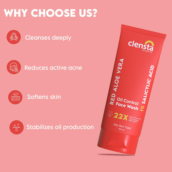 Red Aloe Vera Oil Control Face Wash With 1% Salicylic Acid