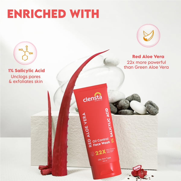 Red Aloe Vera Oil Control Face Wash With 1% Salicylic Acid