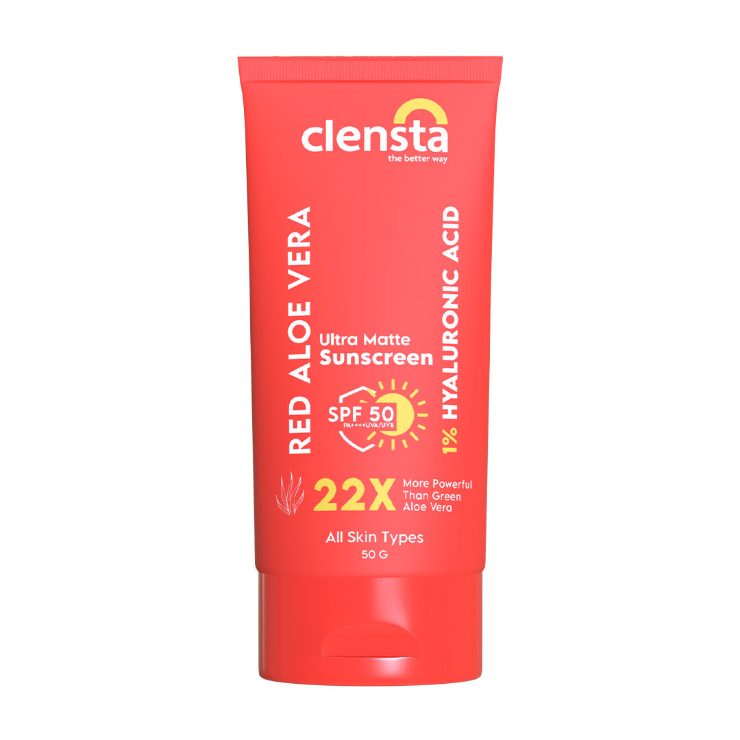 Red Aloe Vera Ultra Matte Sunscreen with 1% Hyaluronic Acid and SPF 50 PA++++ UVA/UVB