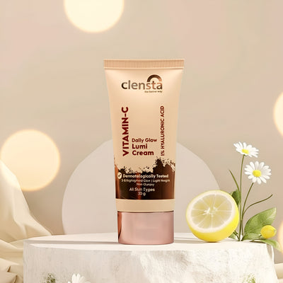 Clensta Vitamin C Daily Glow Lumi Cream | 1% Hyaluronic Acid front image.