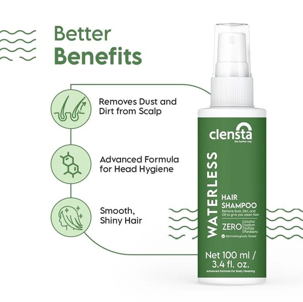 Clensta Waterless Shampoo 3rd image of benefits.