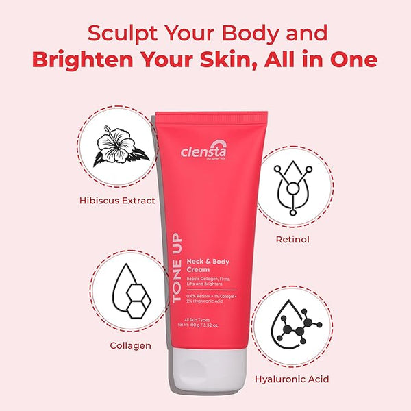 Tone Up Neck & Body Cream Enriched With 0.4% Retinol + 1% Collagen + 2% Hyaluronic Acid