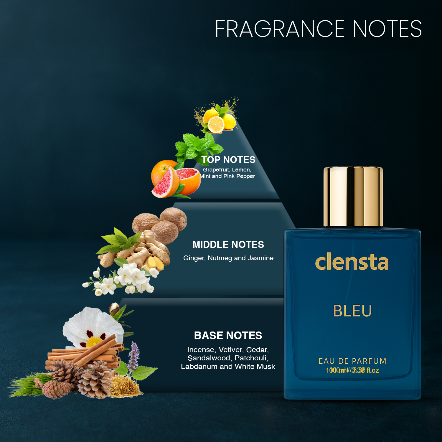 Clensta Bleu Perfume | Inspired by aqua & citrus accords of Bleu de Chanel | For Men | EDP 100ml