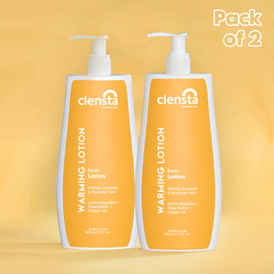 Clensta Warming Body Lotion With Ginger Oil, Shea Butter, and Peptides front image pack of 2