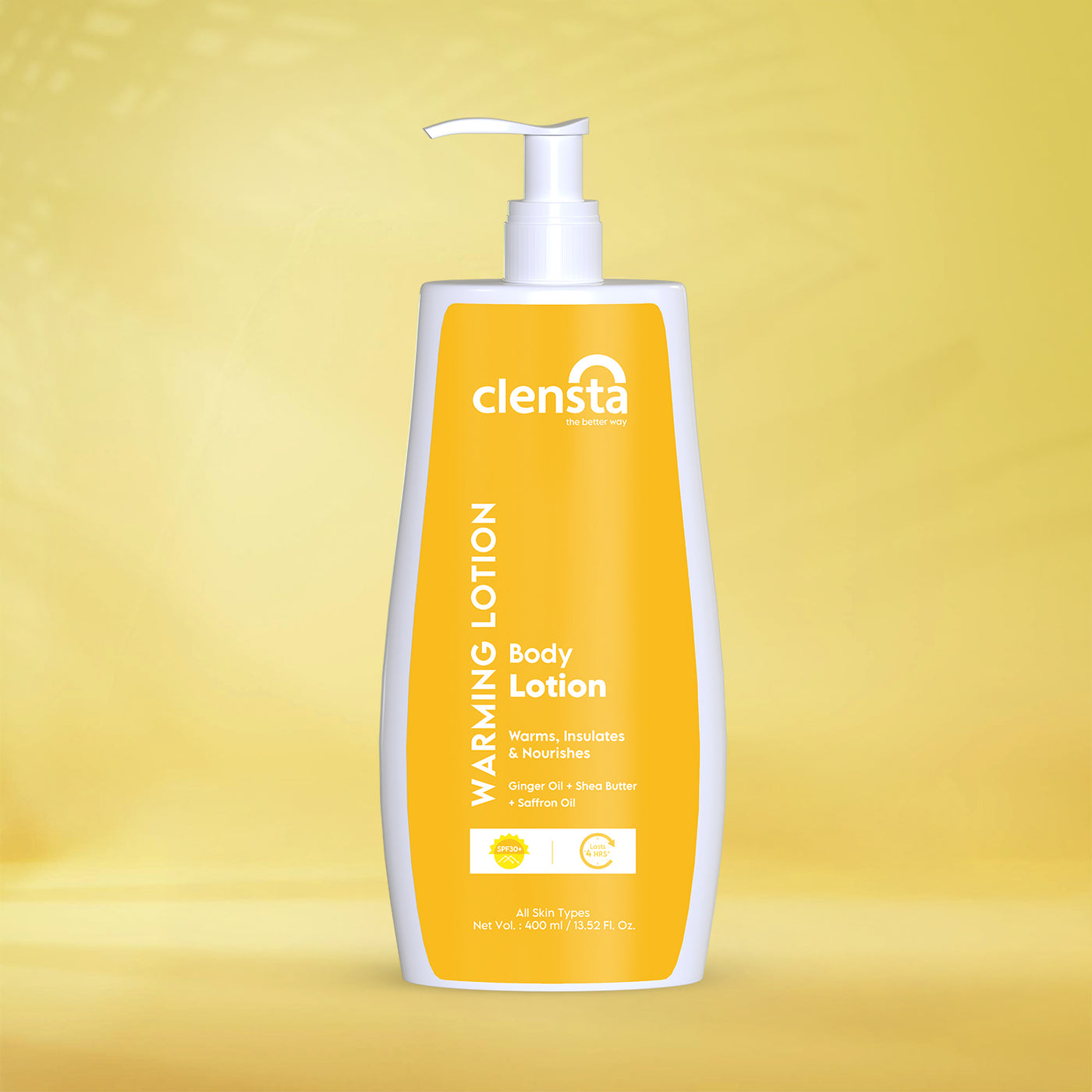 Clensta Warming Body Lotion with Ginger Oil and Shea Butter for winter skin care