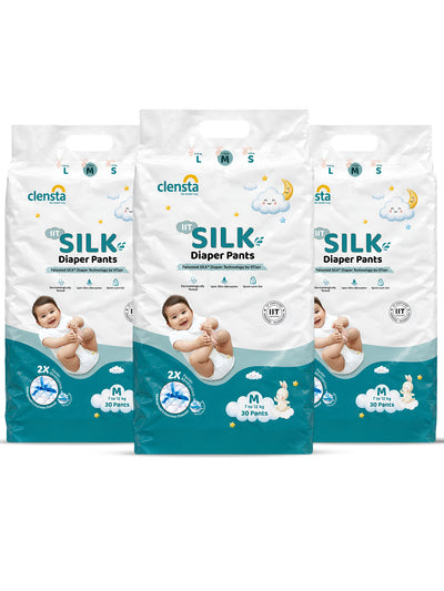 IIT SILK Diaper Pants for 7 to 12 kg Babies | Medium | Pack of 3 (90 Pants)
