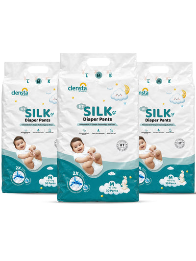 IIT SILK Diaper Pants for 7 to 12 kg Babies | Medium | Pack of 3 (90 Pants)