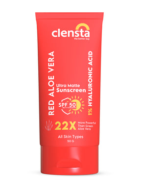 Red Aloe Vera Ultra Matte Sunscreen with 1% Hyaluronic Acid and SPF 50 PA++++ UVA/UVB