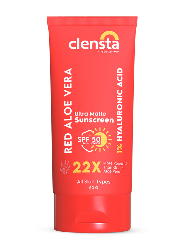 Red Aloe Vera Ultra Matte Sunscreen with 1% Hyaluronic Acid and SPF 50 PA++++ UVA/UVB