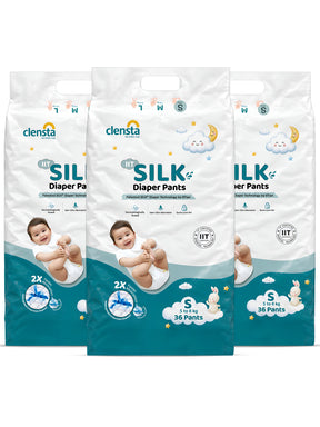 IIT SILK Diaper Pants for 5 to 8 kg Babies | Small | Pack of 3 (108 Pants)