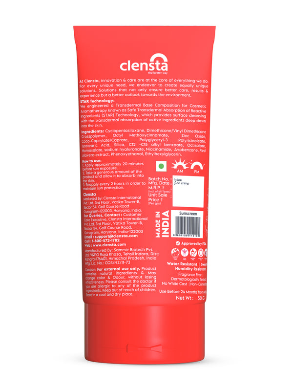 Red Aloe Vera Ultra Matte Sunscreen with 1% Hyaluronic Acid and SPF 50 PA++++ UVA/UVB