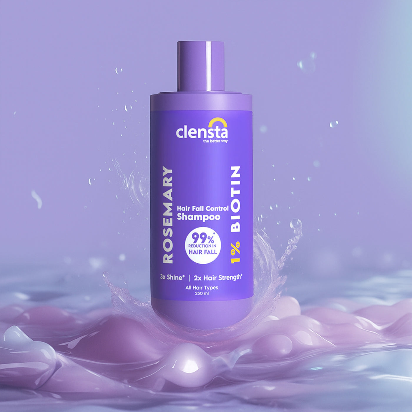 Clensta Rosemary Hair Fall Control Shampoo with 1% Biotin for damaged hair