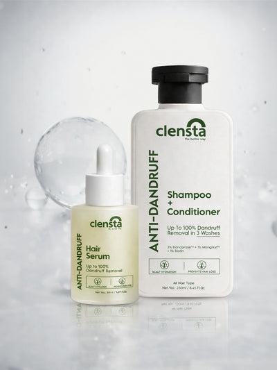 Clensta Anti-Dandruff Power Combo | Shampoo + Conditioner 250ml & Hair Serum 50ml